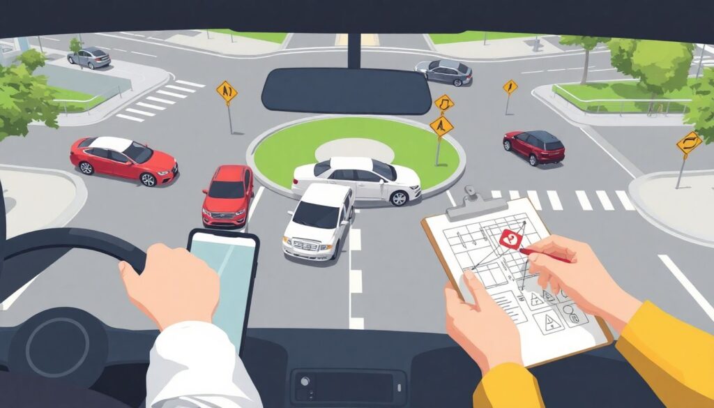 Разбор спорных дорожных ситуаций на перекрестках с круговым движением - иллюстрация