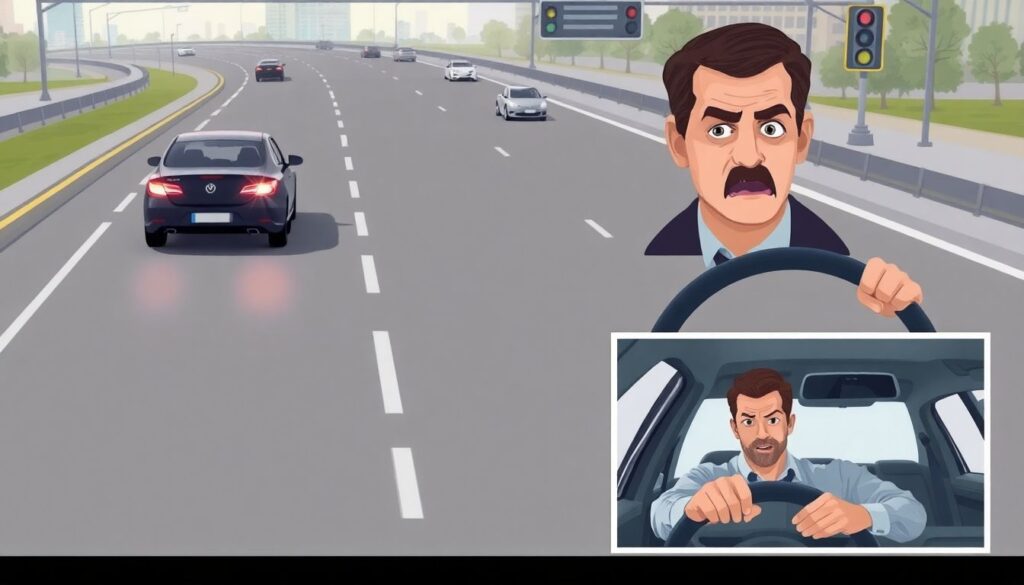 Как реагировать на агрессивного водителя на дороге - иллюстрация