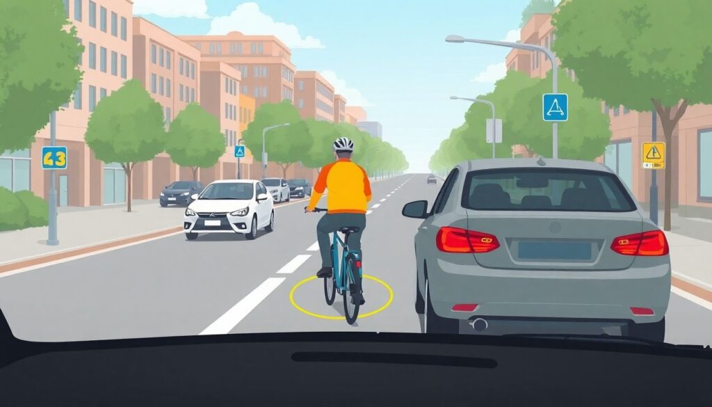 Права и обязанности водителя при обгоне велосипедистов - иллюстрация