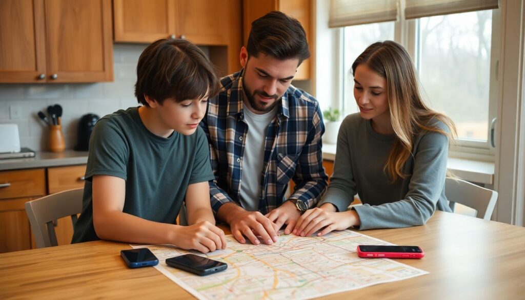 Обучение детей правилам дорожного движения дома - иллюстрация