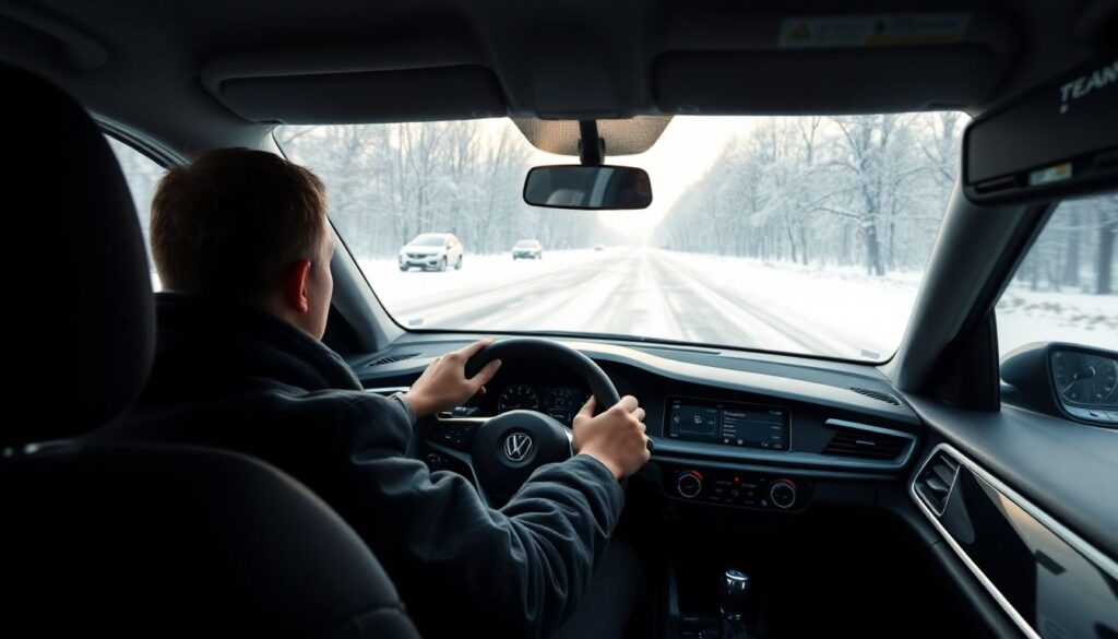 Как управлять автомобилем на заснеженной дороге - иллюстрация