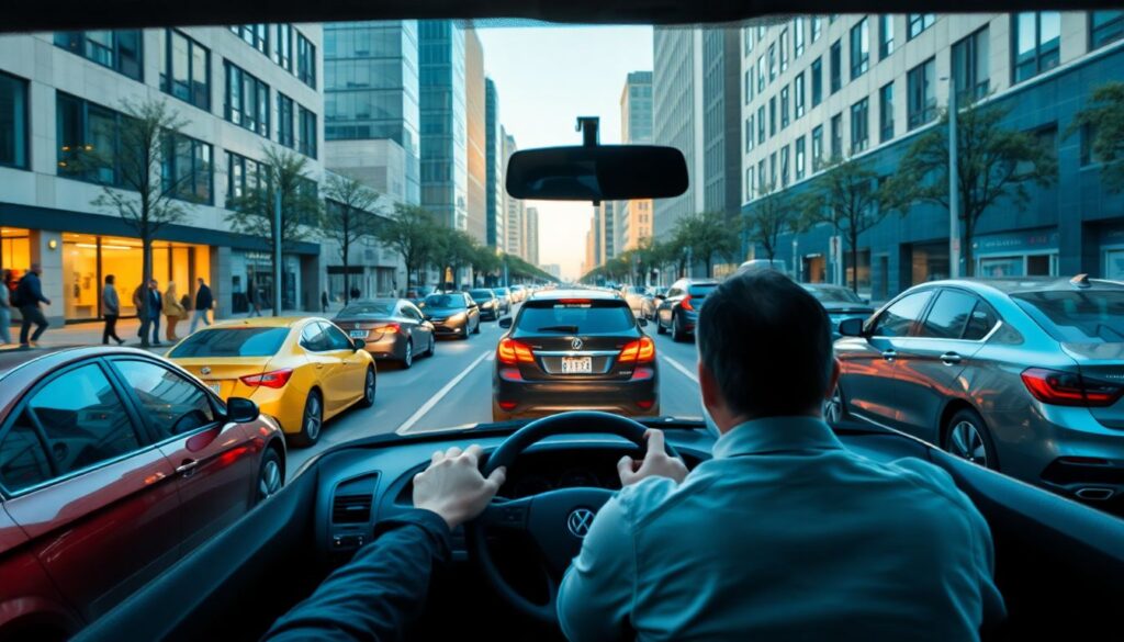 Правила безопасной езды в зоне парковочного автомата - иллюстрация