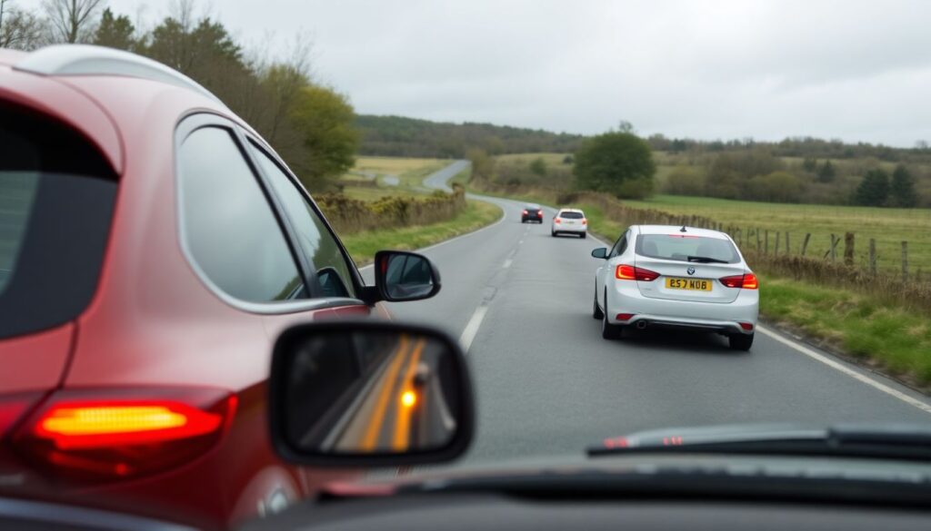 Безопасная езда на дороге в условиях ограниченной ширины полосы - иллюстрация